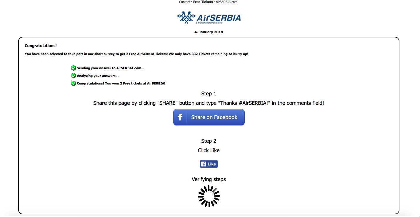 AirSerbia phishing sajt